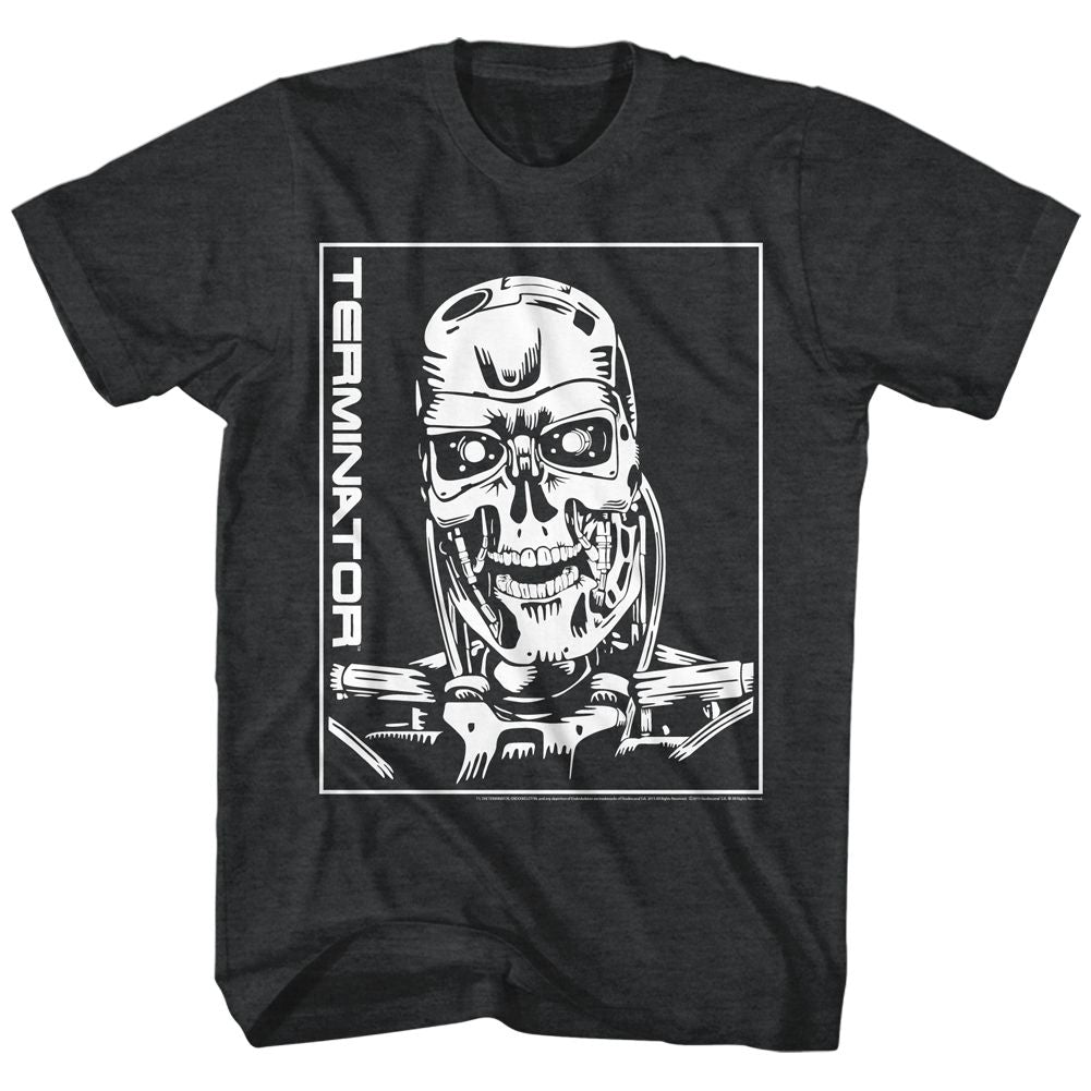 TERMINATOR-MACHINE SKULL-BLACK HEATHER ADULT S/S TSHIRT