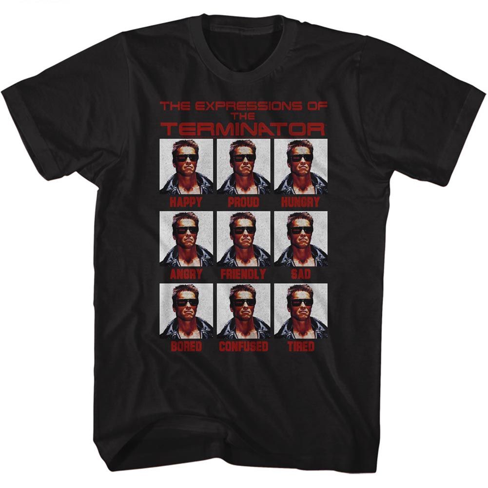 TERMINATOR-EXPRESSIONS-BLACK ADULT S/S TSHIRT