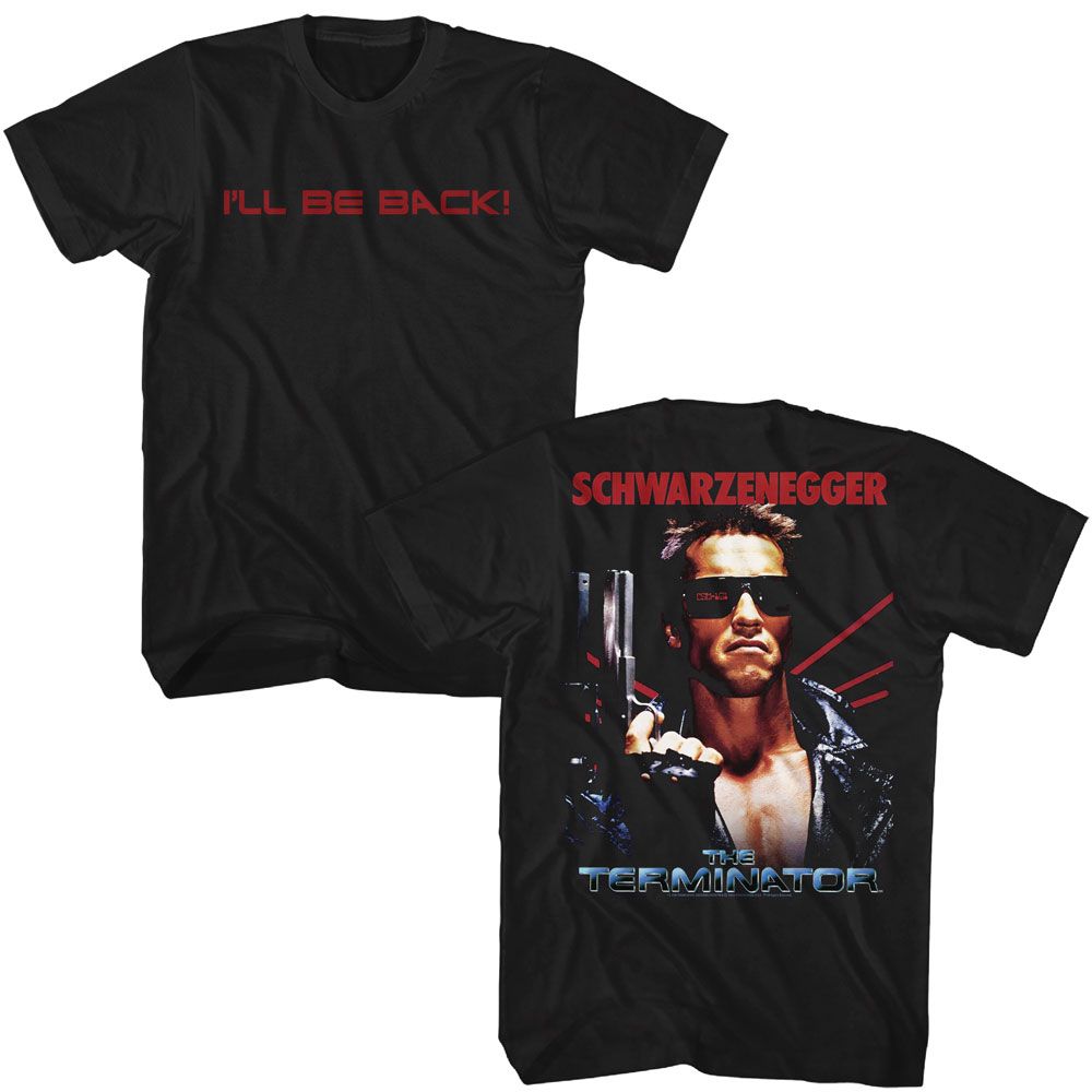 TERMINATOR-TERMINATOR ILL BE BACK FRONT AND BACK-BLACK ADULT S/S TSHIRT