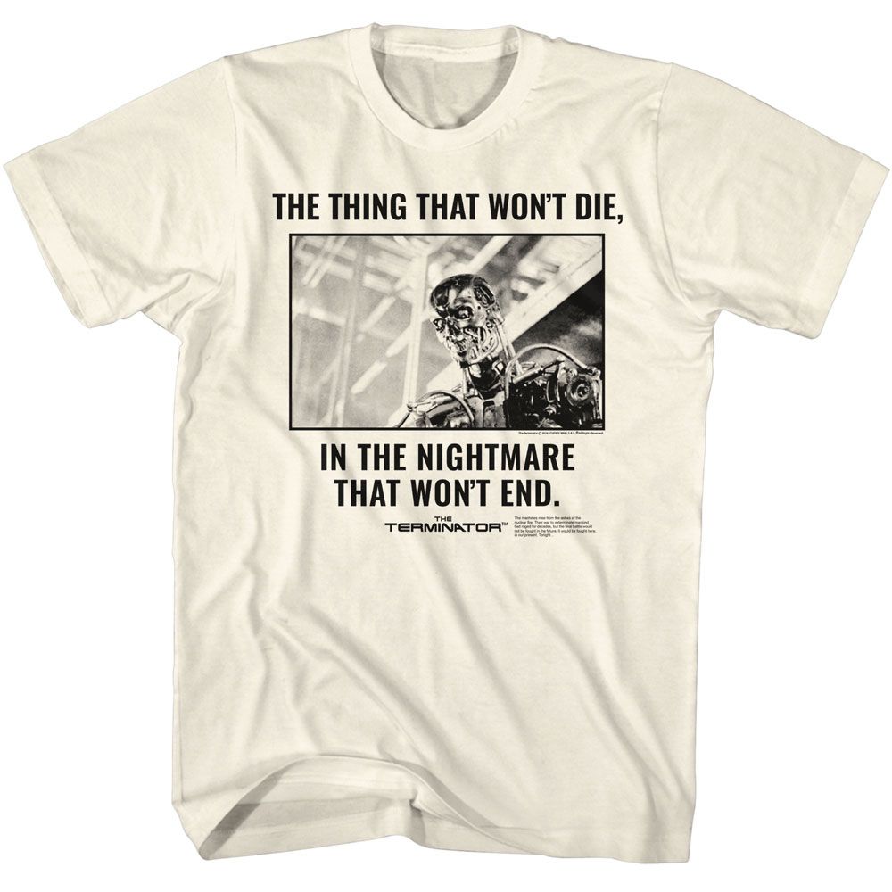 TERMINATOR-TERMINATOR WONT DIE-NATURAL ADULT S/S TSHIRT