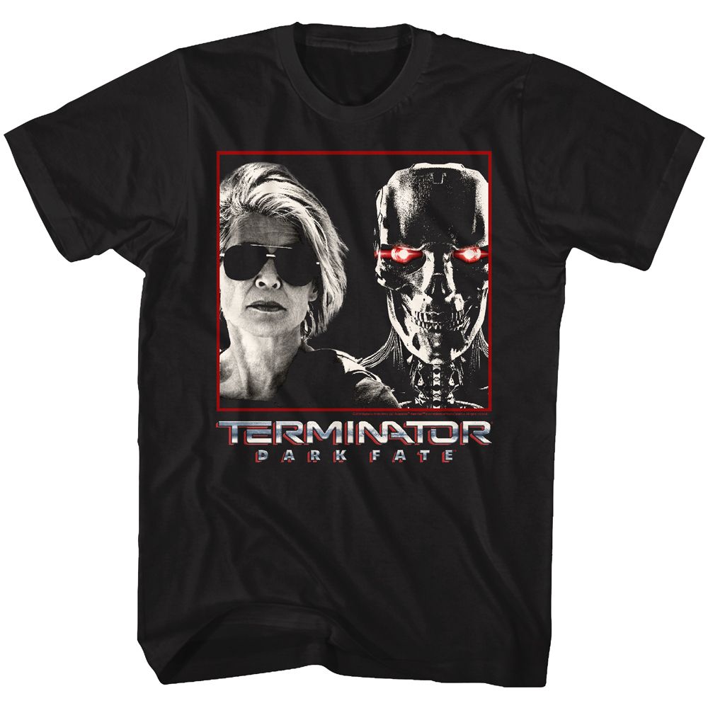TERMINATOR DARK FATE-SARAH AND REV9-BLACK ADULT S/S TSHIRT