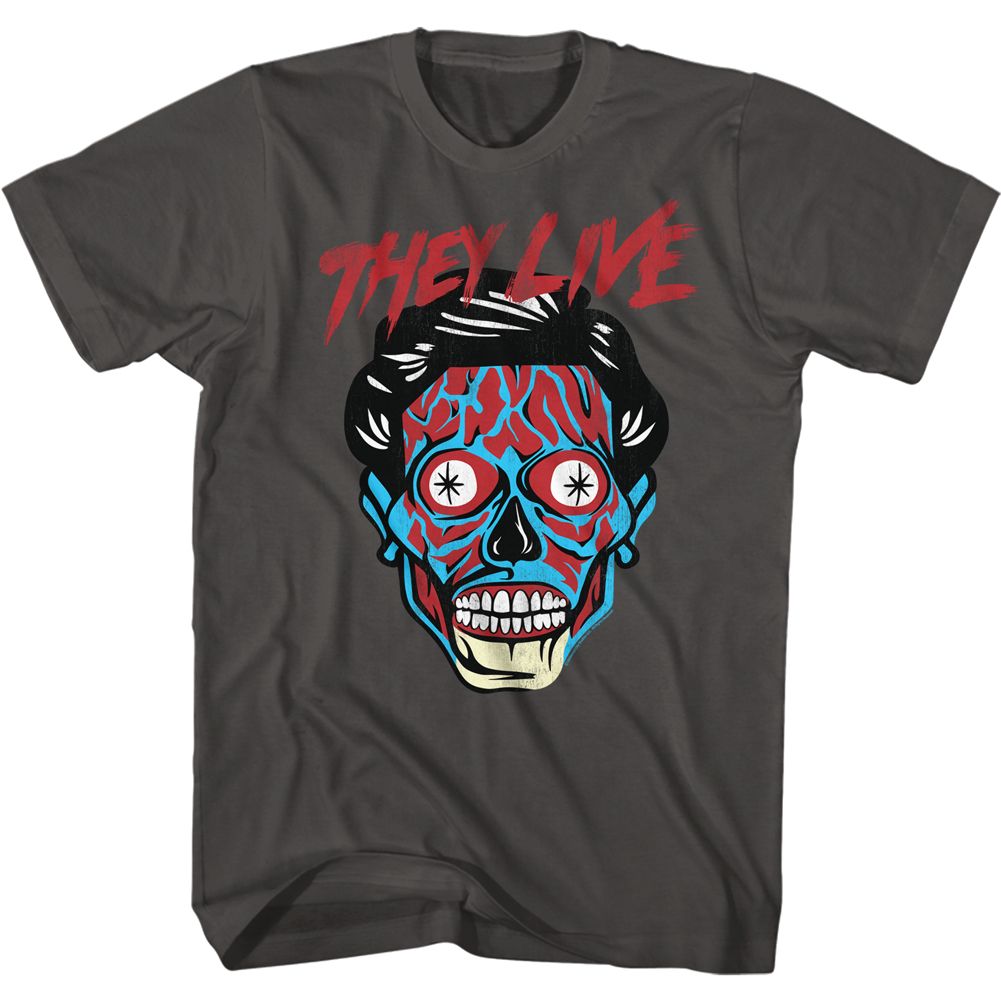 THEY LIVE-ALIEN HEAD-SMOKE ADULT S/S TSHIRT