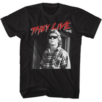 Thumbnail for THEY LIVE-THEY LIVE NADA IN GLASSES-BLACK ADULT S/S TSHIRT