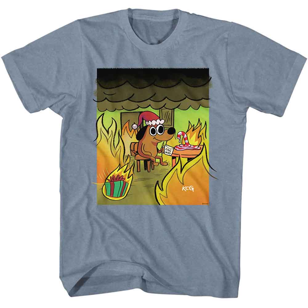 THIS IS FINE-THIS IS FINE CHRISTMAS-INDIGO HEATHER ADULT S/S TSHIRT