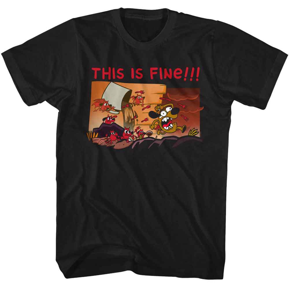 THIS IS FINE-THIS IS FINE CHASED-BLACK ADULT S/S TSHIRT