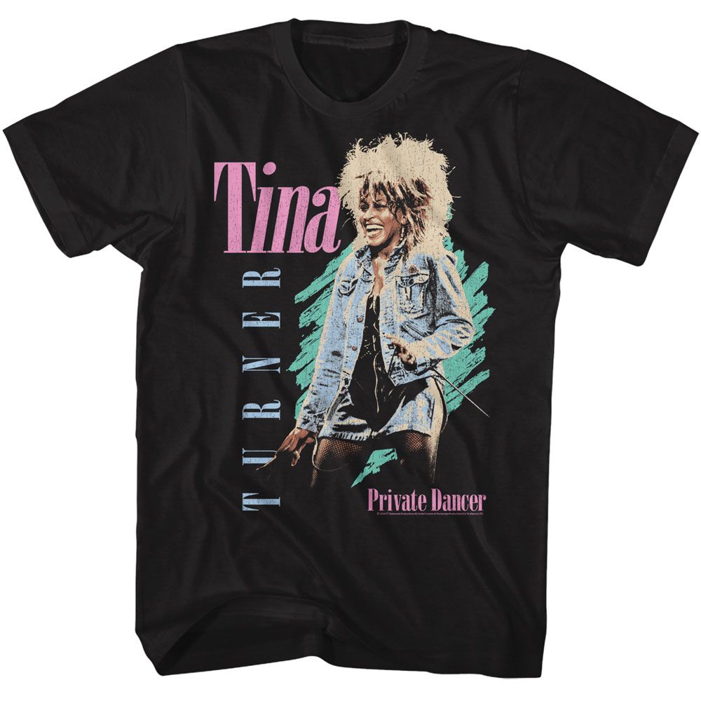 TINA TURNER-TINA TURNER PASTEL RETRO-BLACK ADULT S/S TSHIRT
