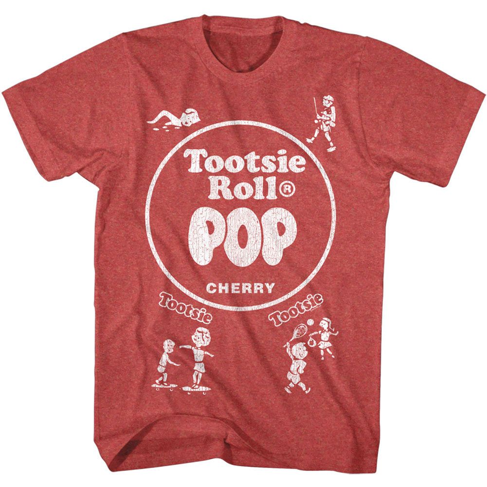 TOOTSIE ROLL-POPWRAP-RED HEATHER ADULT S/S TSHIRT