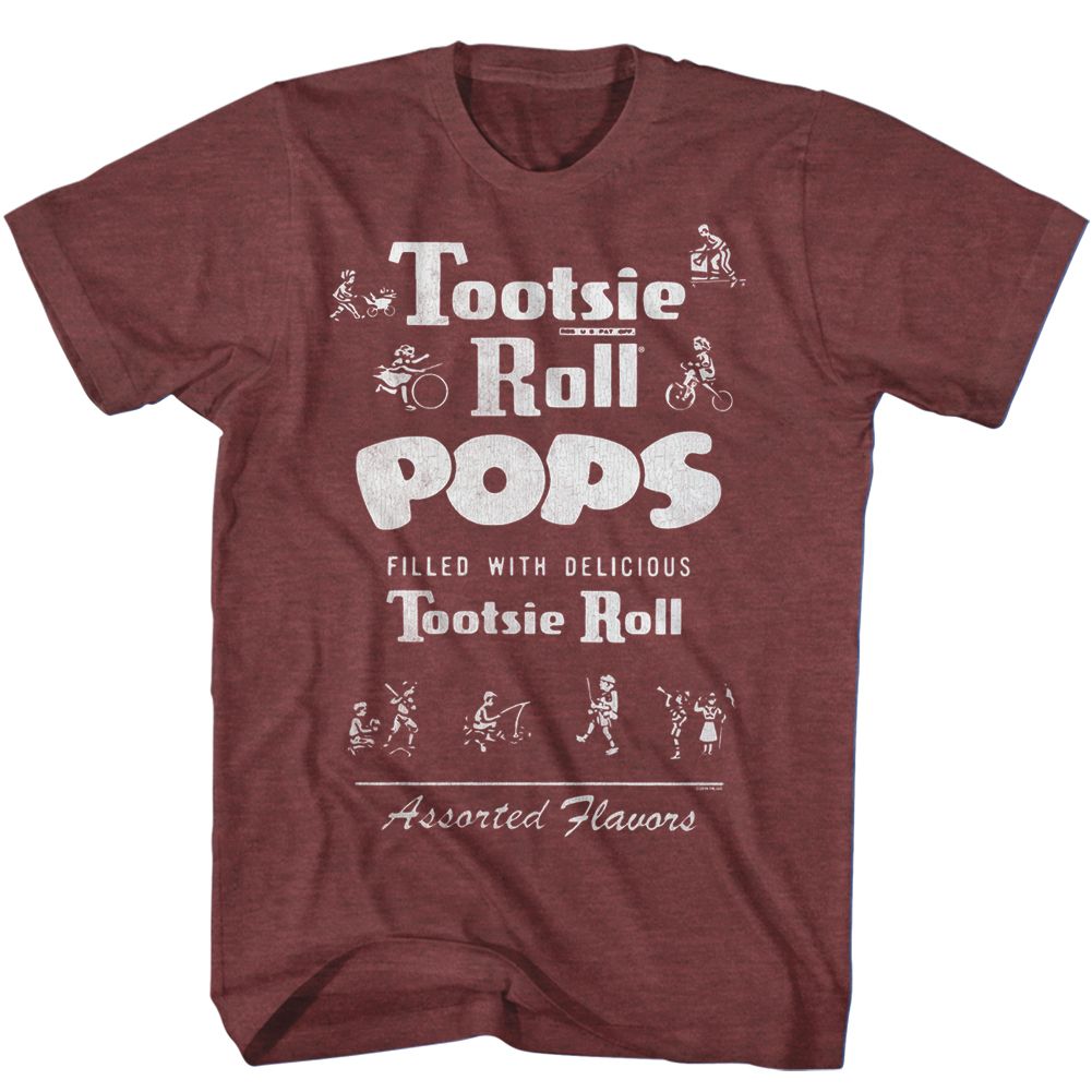 TOOTSIE ROLL-VINTAGETOOTSIE-VINTAGE MAROON HEATHER ADULT S/S TSHIRT