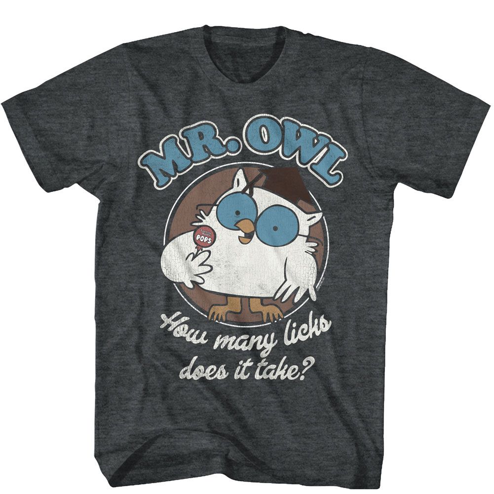 TOOTSIE ROLL-MR OWL-BLACK HEATHER ADULT S/S TSHIRT