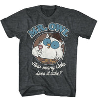 Thumbnail for TOOTSIE ROLL-MR OWL-BLACK HEATHER ADULT S/S TSHIRT