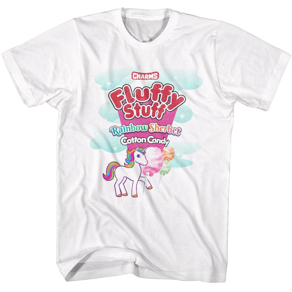 TOOTSIE ROLL-TOOTSIE ROLL FLUFFY STUFF RAINBOW SHERBERT-WHITE ADULT S/S TSHIRT