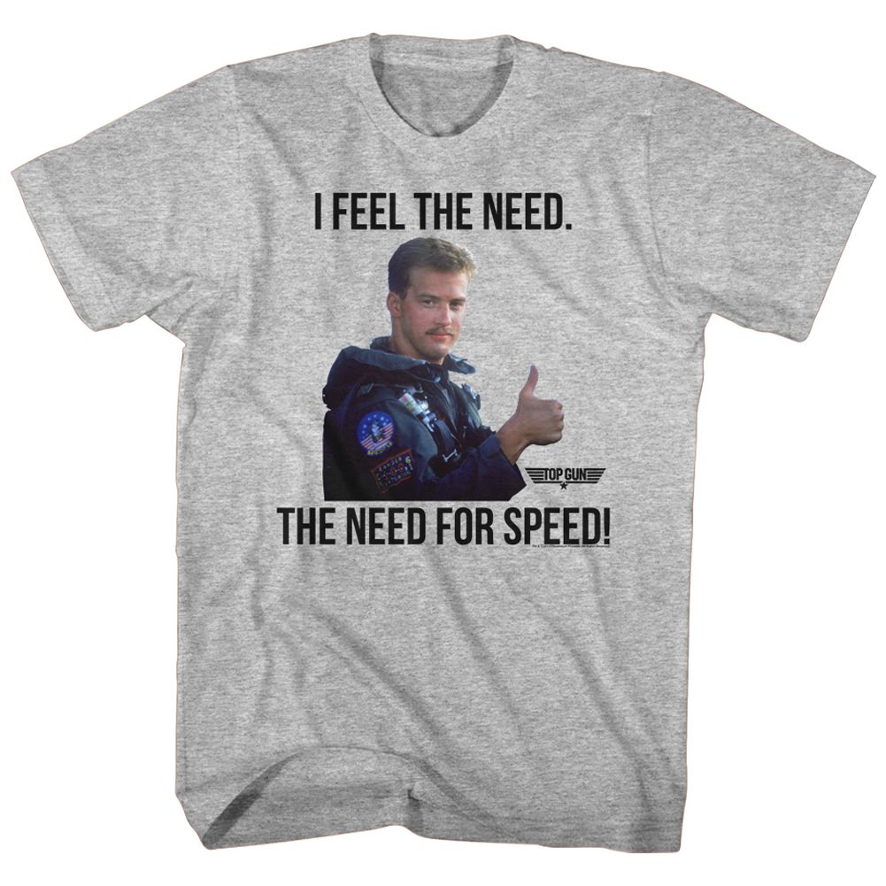 TOP GUN-FEEL THE NEED-GRAY HEATHER ADULT S/S TSHIRT