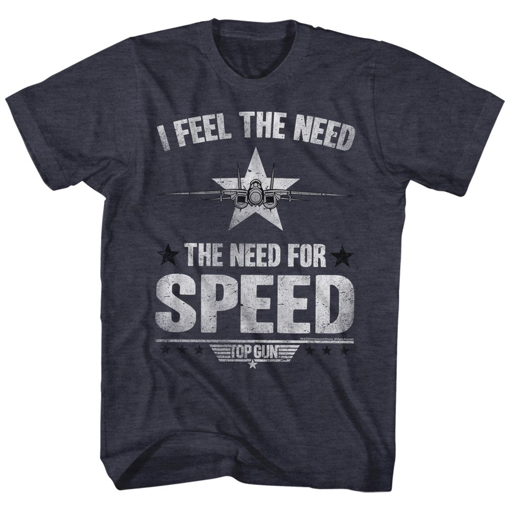 TOP GUN-NEED FOR SPEED-NAVY HEATHER ADULT S/S TSHIRT