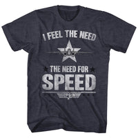 Thumbnail for TOP GUN-NEED FOR SPEED-NAVY HEATHER ADULT S/S TSHIRT