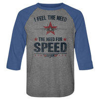 Thumbnail for TOP GUN-NEEDING SPEED-PREMIUM HEATHER/VINTAGE ROYAL ADULT 3/4 SLEEVE RAGLAN