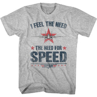 Thumbnail for TOP GUN-NEEDING SPEED-GRAY HEATHER ADULT S/S TSHIRT