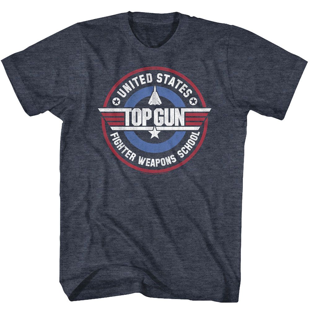 TOP GUN-WEAPONS SCHOOL-NAVY HEATHER ADULT S/S TSHIRT