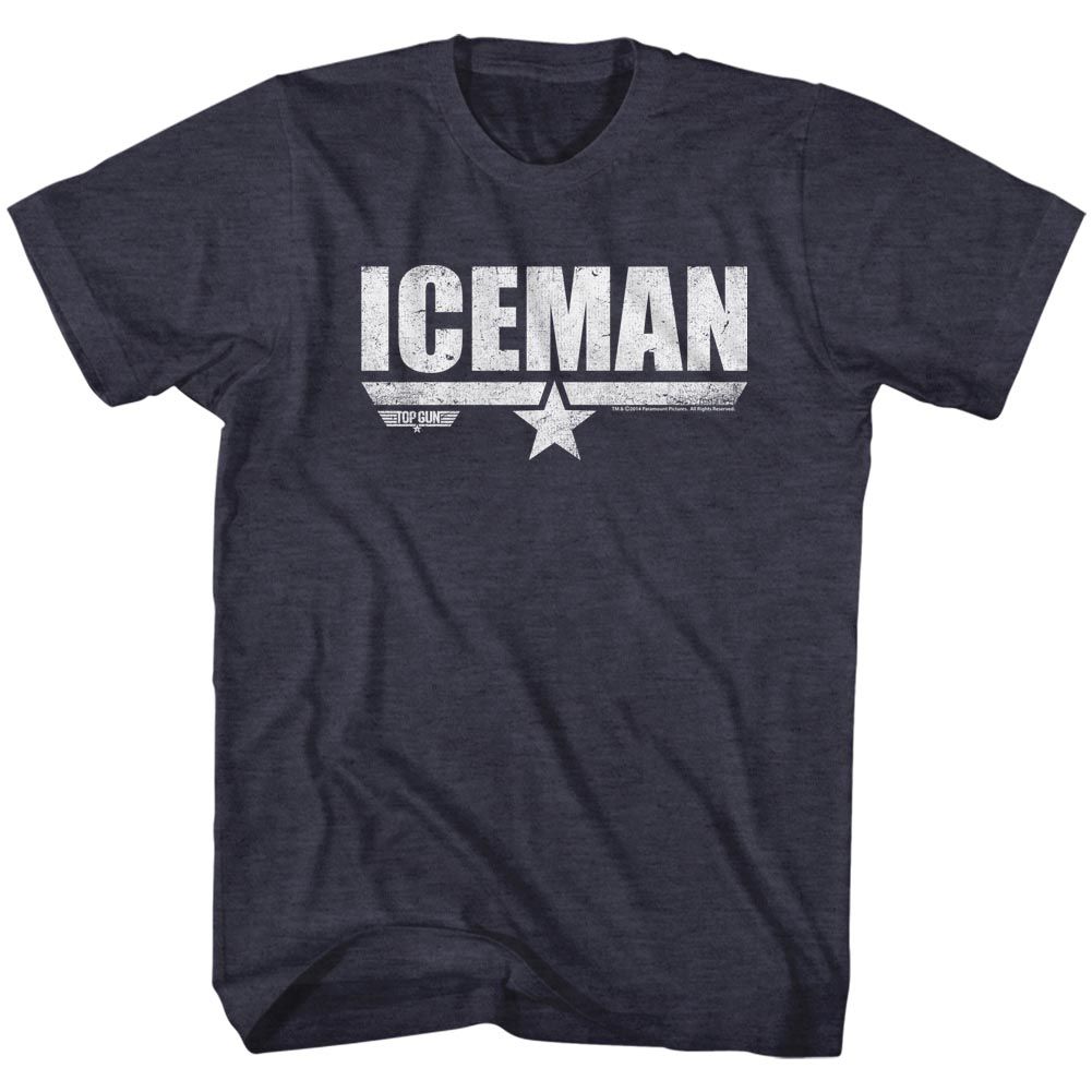 TOP GUN-ICE MAN-NAVY HEATHER ADULT S/S TSHIRT