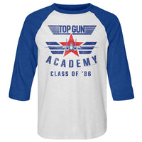 Thumbnail for TOP GUN-TOP GUN ACADEMY 86-WHITE HEATHER/VINTAGE ROYAL ADULT 3/4 SLEEVE RAGLAN