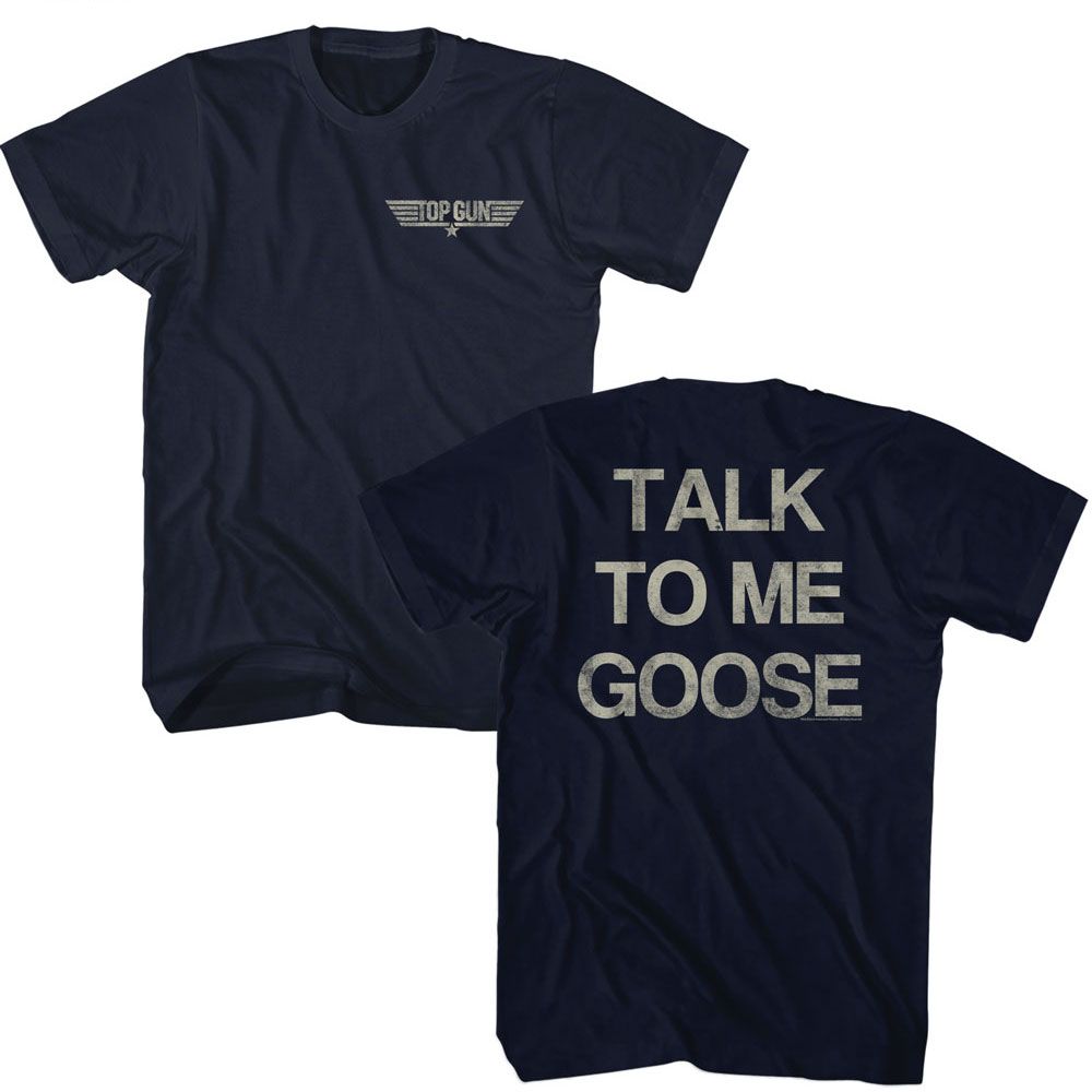 TOP GUN-TOP GUN TALK TO ME FRONT AND BACK-NAVY ADULT S/S TSHIRT