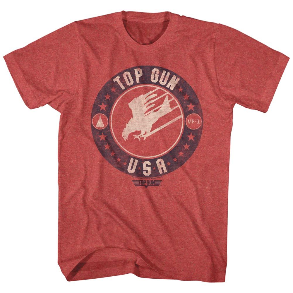 TOP GUN-T BIRD USA-RED HEATHER ADULT S/S TSHIRT