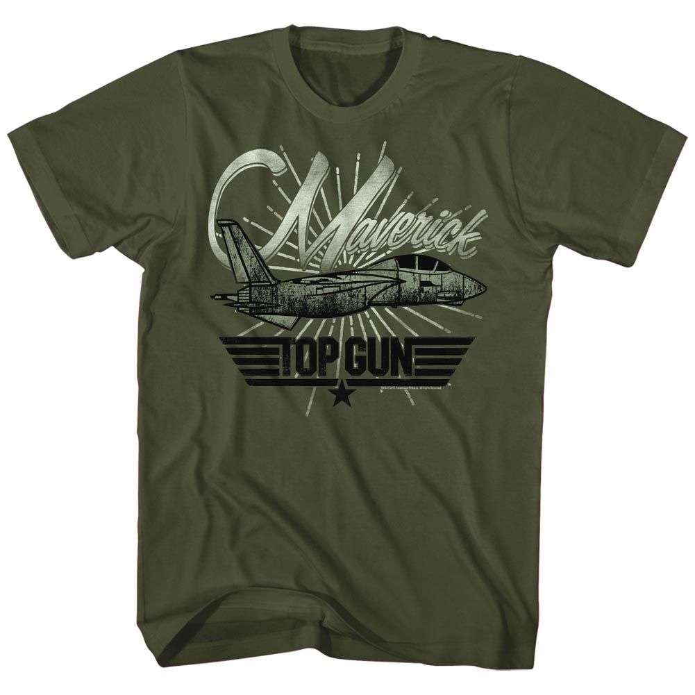 TOP GUN-RETRO-MILITARY GREEN ADULT S/S TSHIRT
