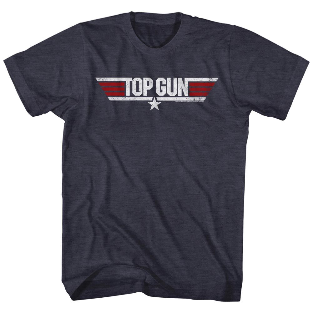 TOP GUN-LOGO-NAVY HEATHER ADULT S/S TSHIRT