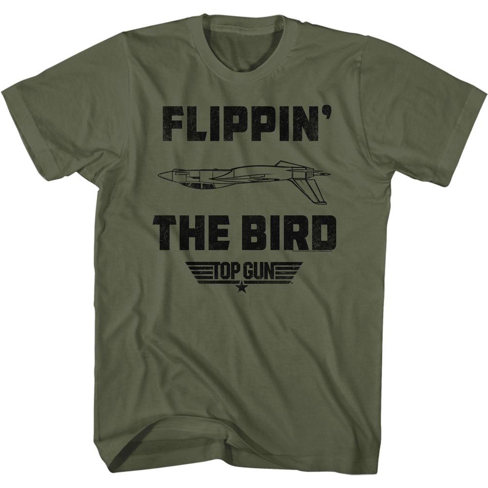 TOP GUN-DA BIRD-MILITARY GREEN ADULT S/S TSHIRT