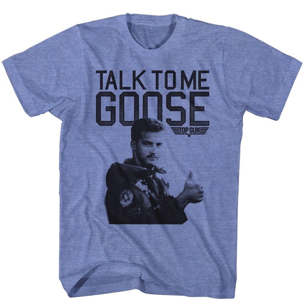 TOP GUN-TALK TO ME-LIGHT BLUE HEATHER ADULT S/S TSHIRT