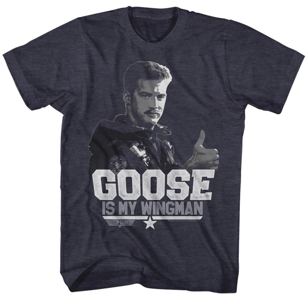 TOP GUN-WINGING IT-NAVY HEATHER ADULT S/S TSHIRT