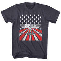 Thumbnail for TOP GUN-STARS AND STRIPES-NAVY HEATHER ADULT S/S TSHIRT