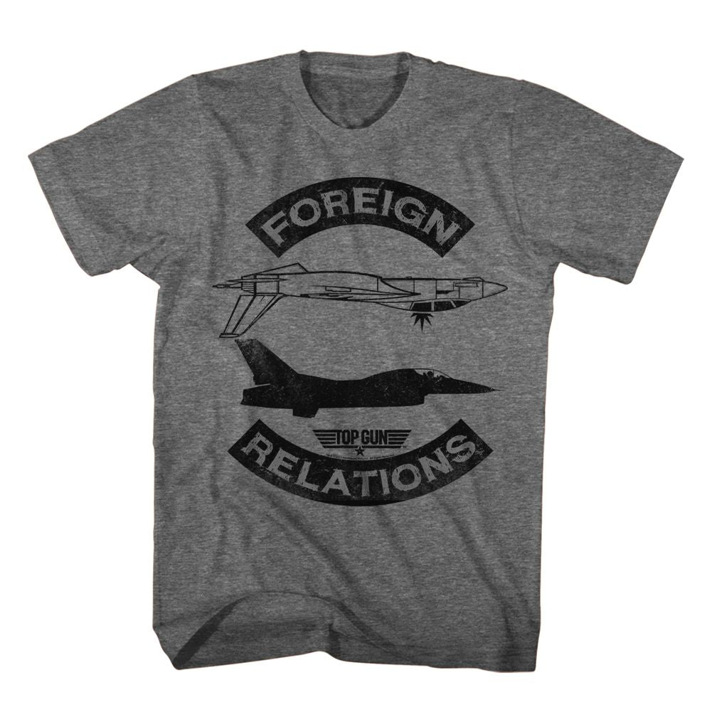 TOP GUN-FOREIGN RELATIONS-GRAPHITE HEATHER ADULT S/S TSHIRT