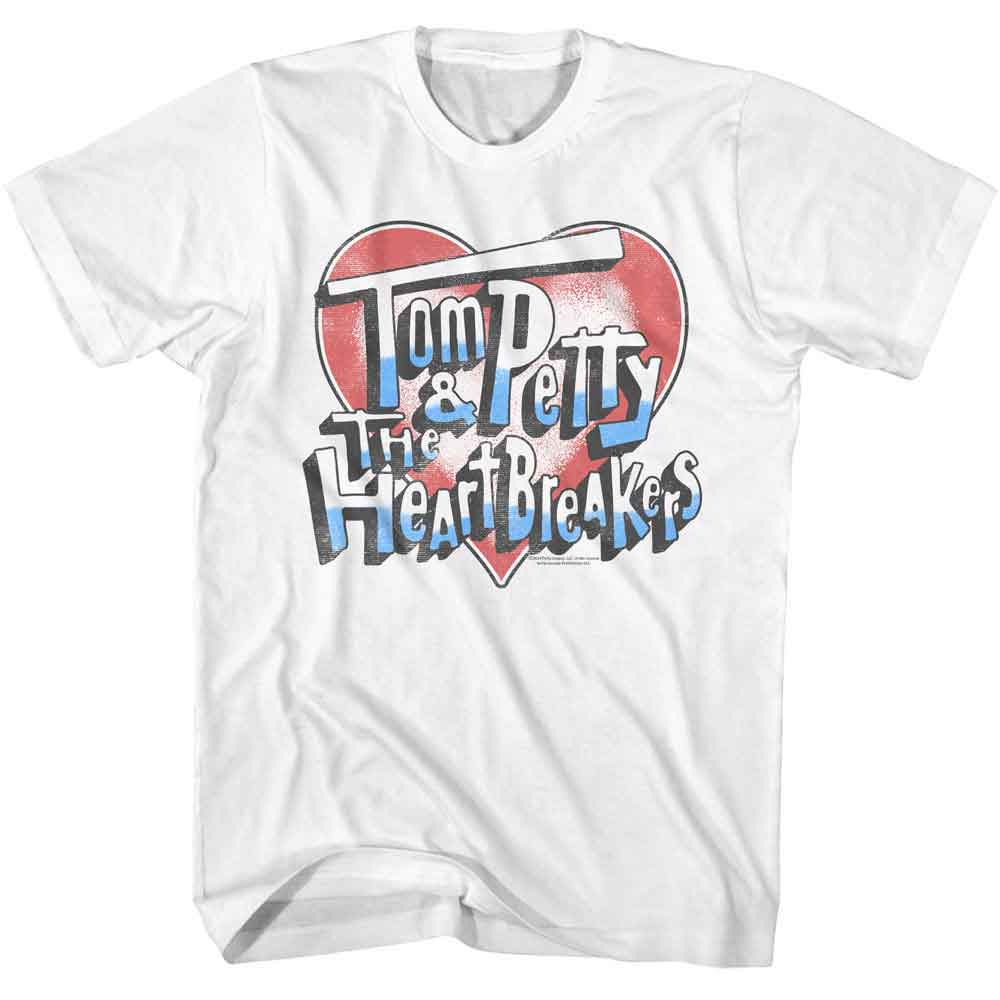 TOM PETTY-TOM PETTY AMERICANA HEART AND LOGO-WHITE ADULT S/S TSHIRT