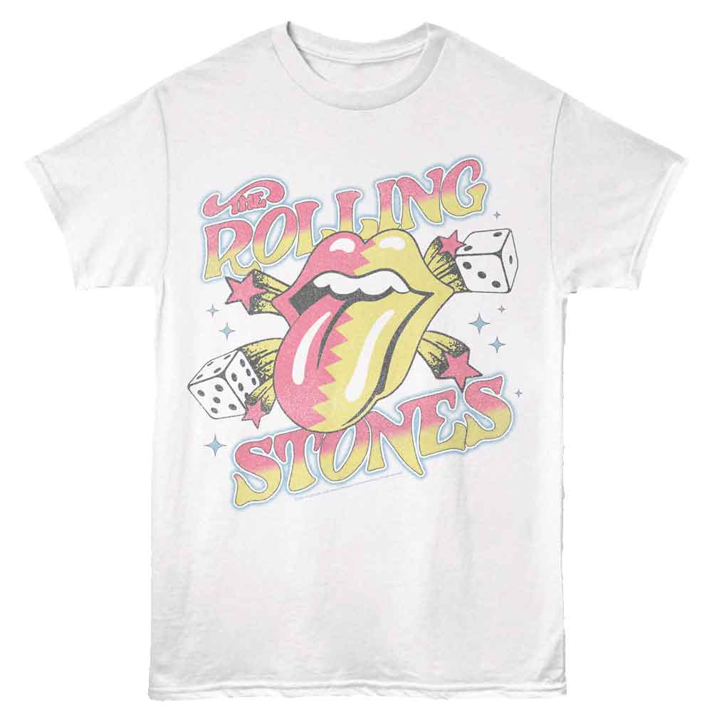 ROLLING STONES-ROLLING STONES DICE AND STARS-WHITE ADULT S/S TSHIRT