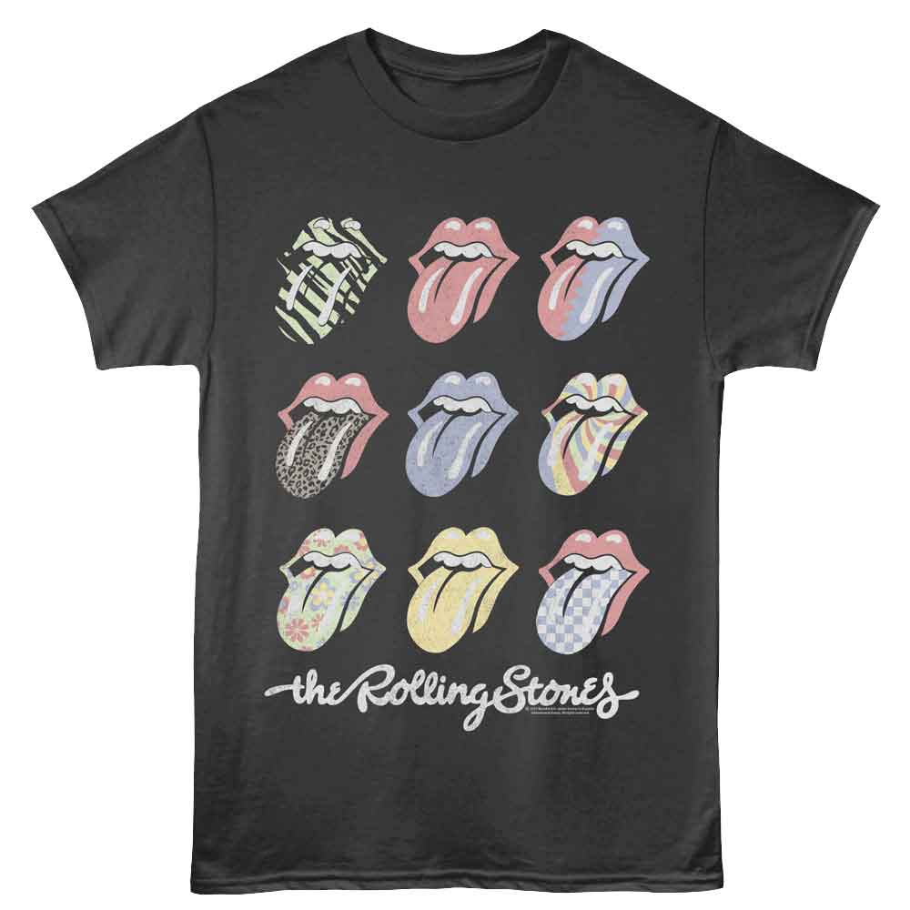ROLLING STONES-ROLLING STONES MULTI COLOR TONGUES-SMOKE ADULT S/S TSHIRT