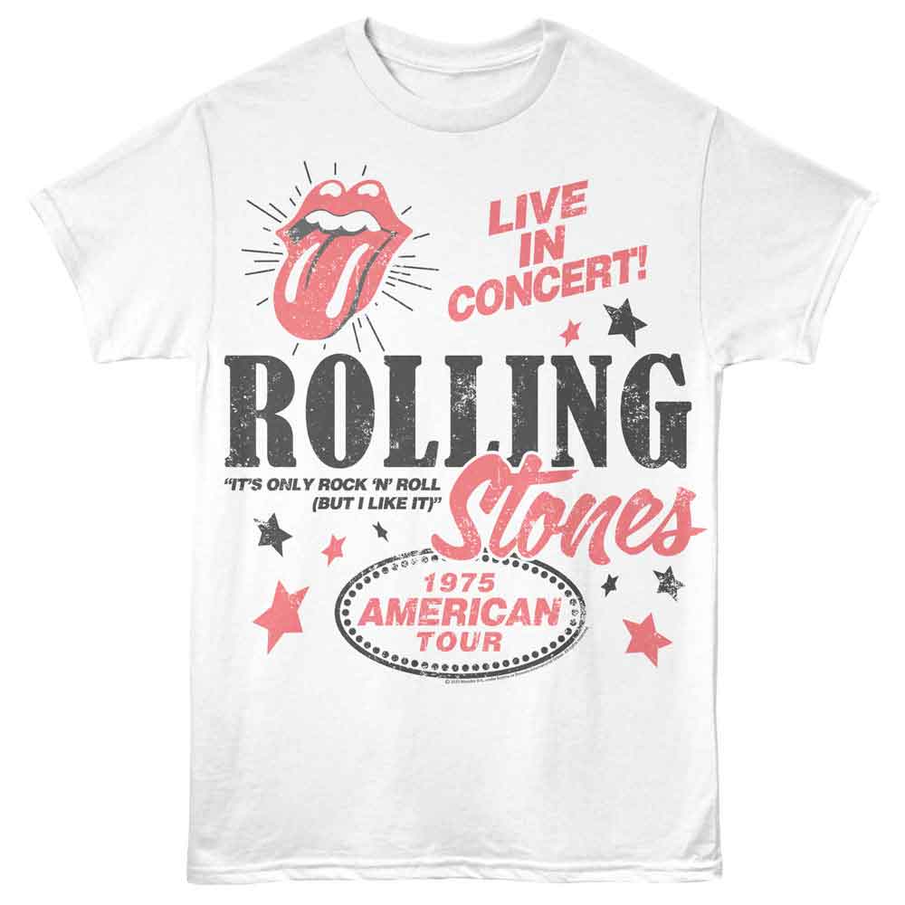 ROLLING STONES-ROLLING STONES 1975 AMERICAN TOUR-WHITE ADULT S/S TSHIRT