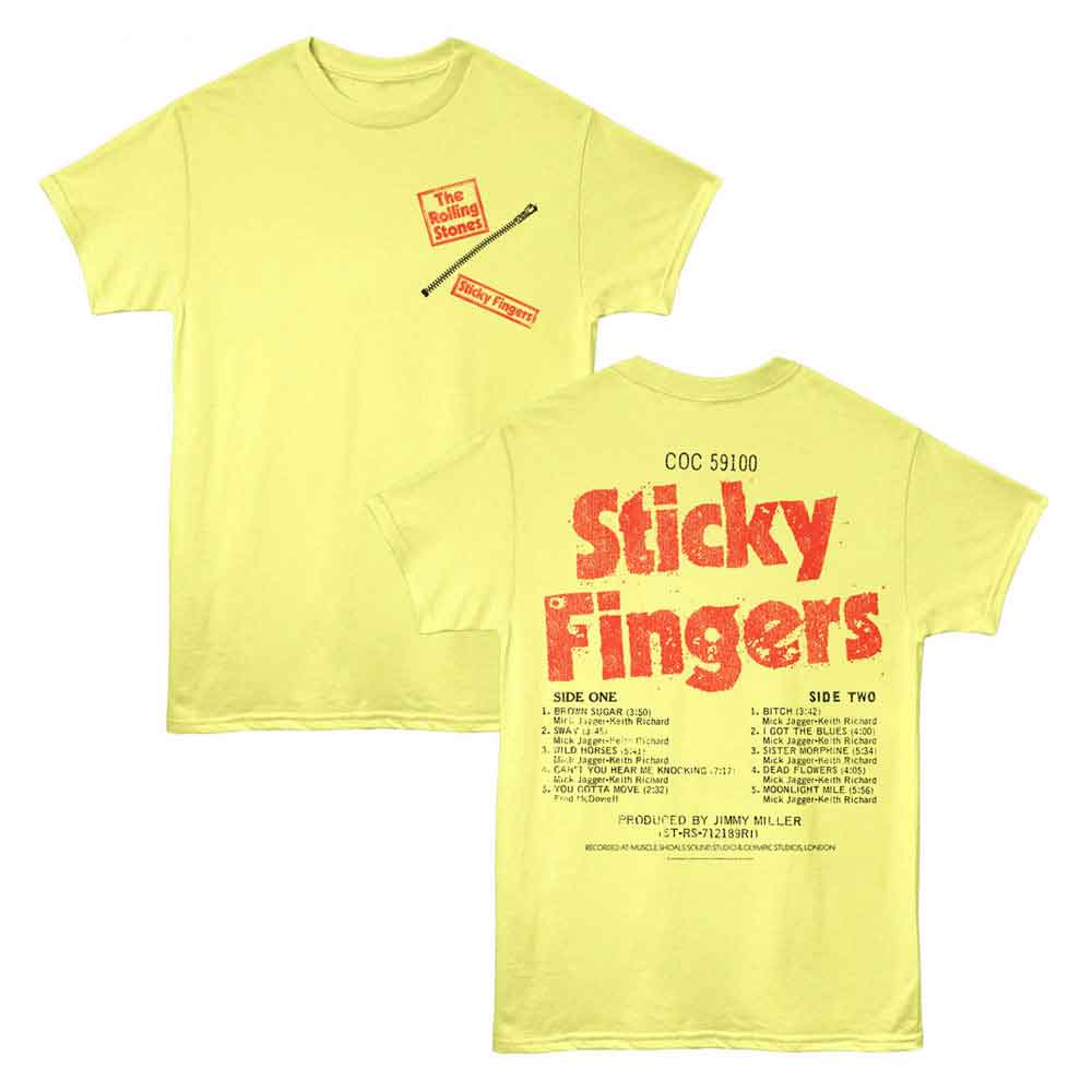 ROLLING STONES-ROLLING STONES STICKY FINGERS ZIP-YELLOW HEATHER ADULT S/S TSHIRT