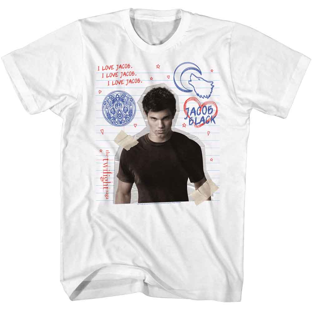 TWILIGHT-TWILIGHT JACOB DOODLES-WHITE ADULT S/S TSHIRT