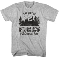 Thumbnail for TWILIGHT-TWILIGHT THE CITY OF FORKS-GRAY HEATHER ADULT S/S TSHIRT