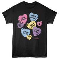 Thumbnail for TWILIGHT-TWILIGHT MULTI COLOR CANDY HEARTS-BLACK ADULT S/S TSHIRT