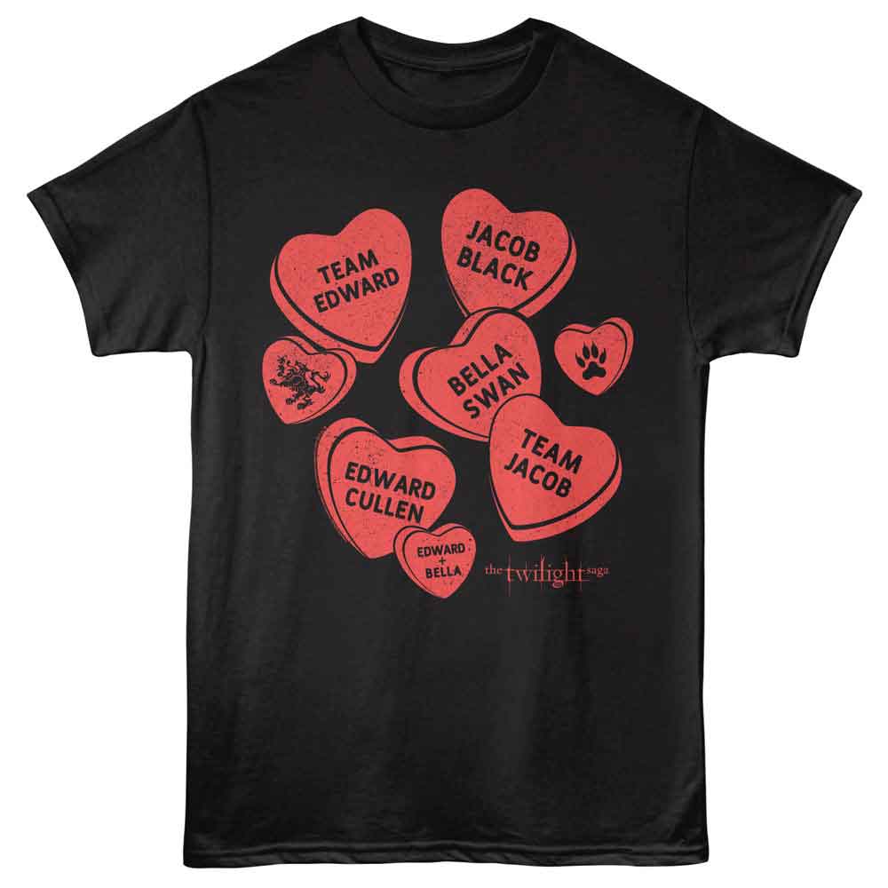 TWILIGHT-TWILIGHT SINGLE COLOR CANDY HEARTS-BLACK ADULT S/S TSHIRT