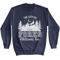 Thumbnail for TWILIGHT-TWILIGHT THE CITY OF FORKS-NAVY ADULT L/S SWEATSHIRT