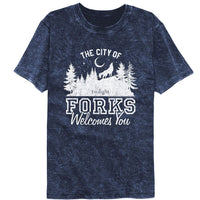 Thumbnail for TWILIGHT-TWILIGHT THE CITY OF FORKS-MINERAL WASH NAVY ADULT S/S TSHIRT