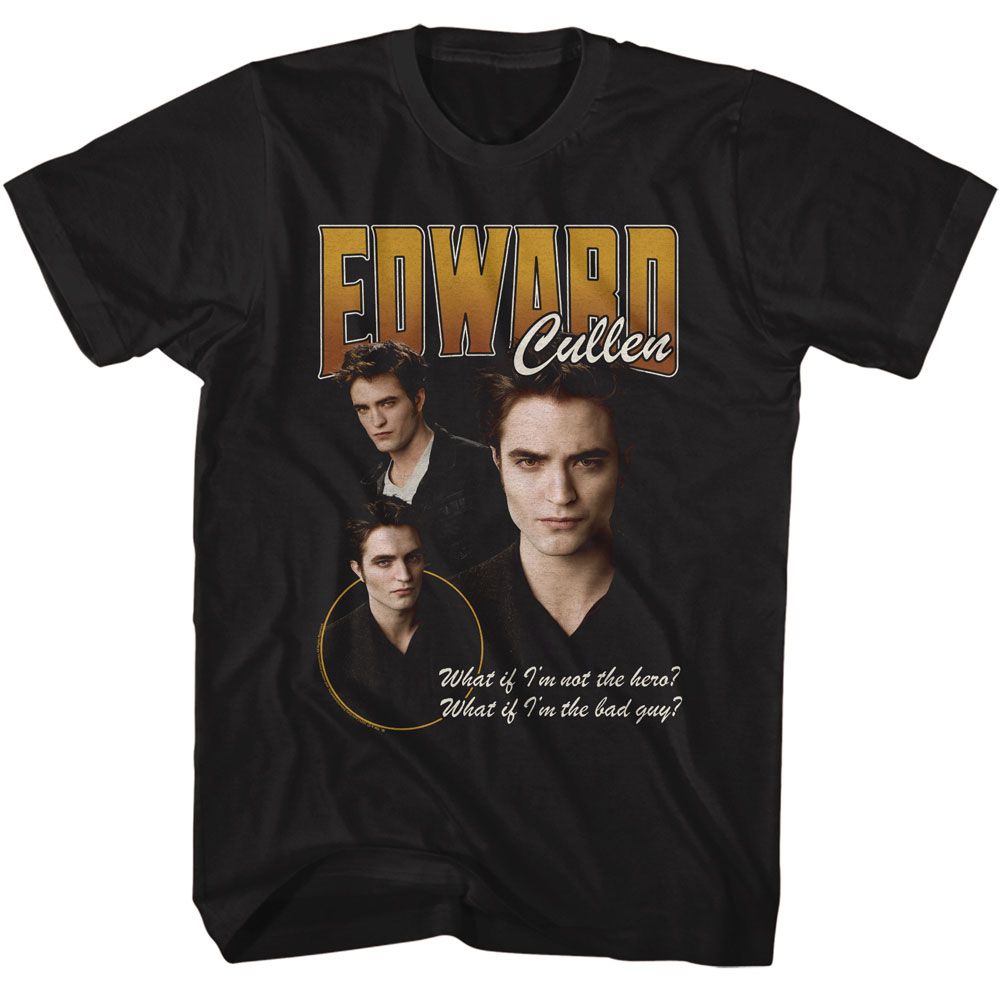 TWILIGHT-TWILIGHT EDWARD 3 CHARACTER POSE-BLACK ADULT S/S TSHIRT