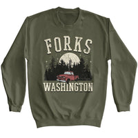 Thumbnail for TWILIGHT-TWILIGHT FORKS TRUCK-MILITARY GREEN ADULT L/S SWEATSHIRT