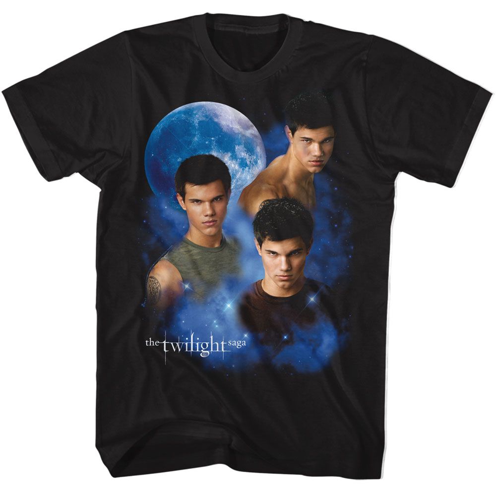 TWILIGHT-TWILIGHT JACOB AND MOON-BLACK ADULT S/S TSHIRT