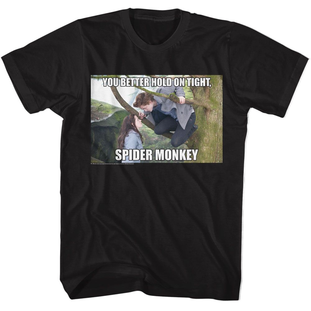 TWILIGHT-TWILIGHT HOLD ON TIGHT SPIDER MONKEY-BLACK ADULT S/S TSHIRT