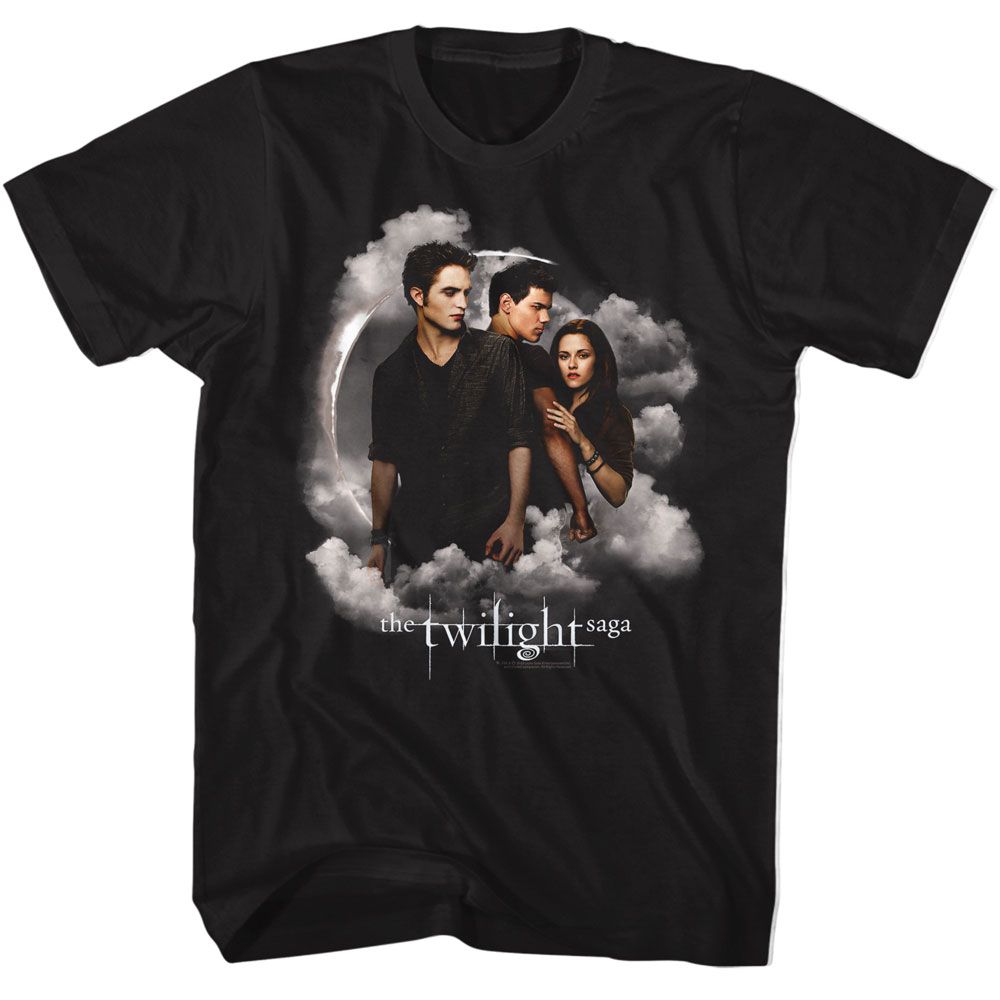 TWILIGHT-TWILIGHT JACOB BELLA EDWARD CLOUDS-BLACK ADULT S/S TSHIRT