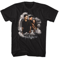 Thumbnail for TWILIGHT-TWILIGHT JACOB BELLA EDWARD CLOUDS-BLACK ADULT S/S TSHIRT