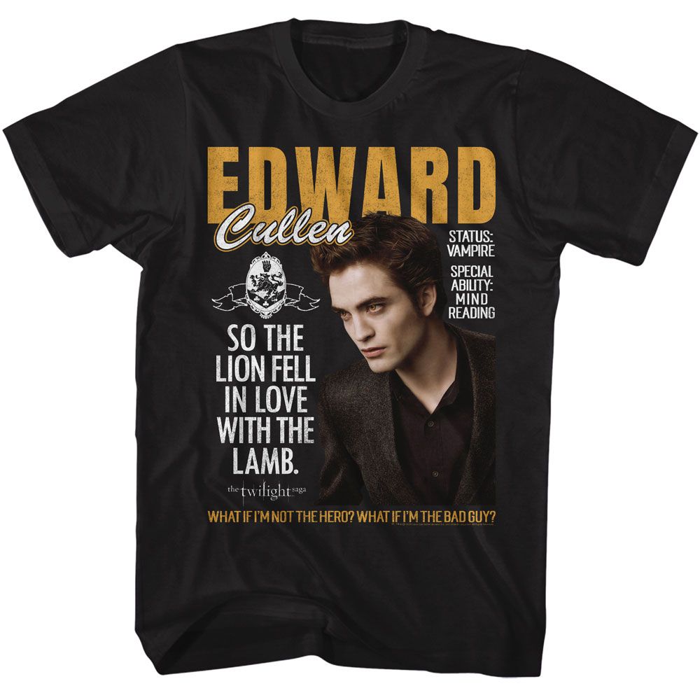 TWILIGHT-TWILIGHT EDWARD LION FELL IN LOVE-BLACK ADULT S/S TSHIRT